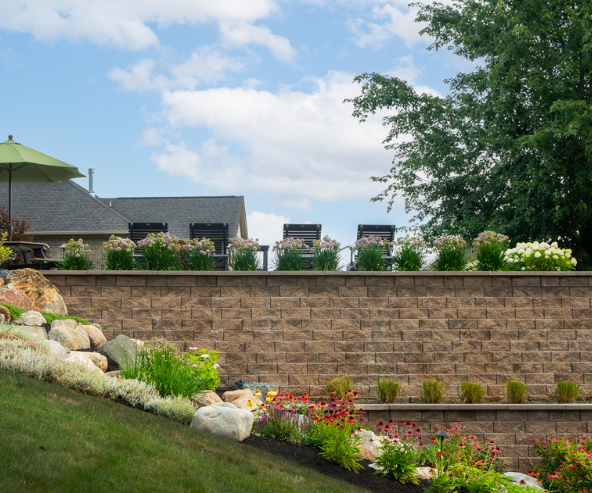 wasson retaining wall with plant installation