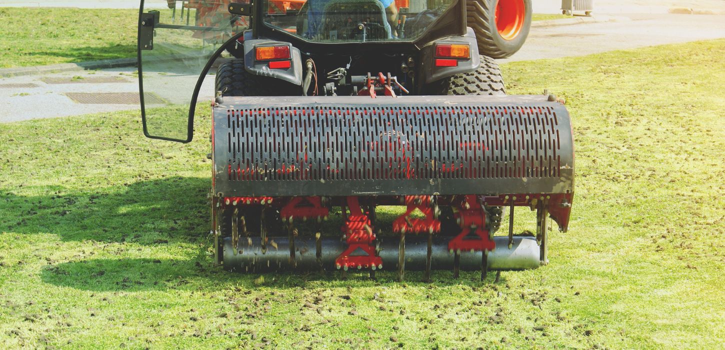 Wasson core aeration on Indiana lawn in fall
