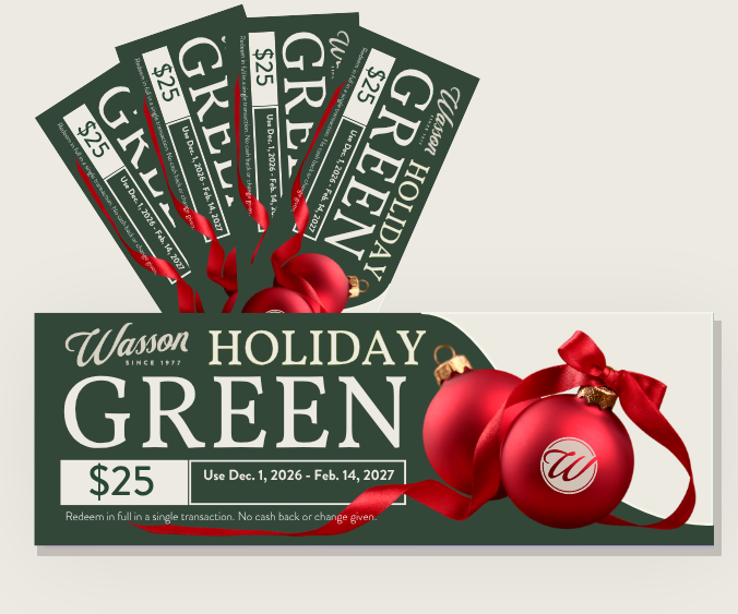 wasson holiday green $25 coupon